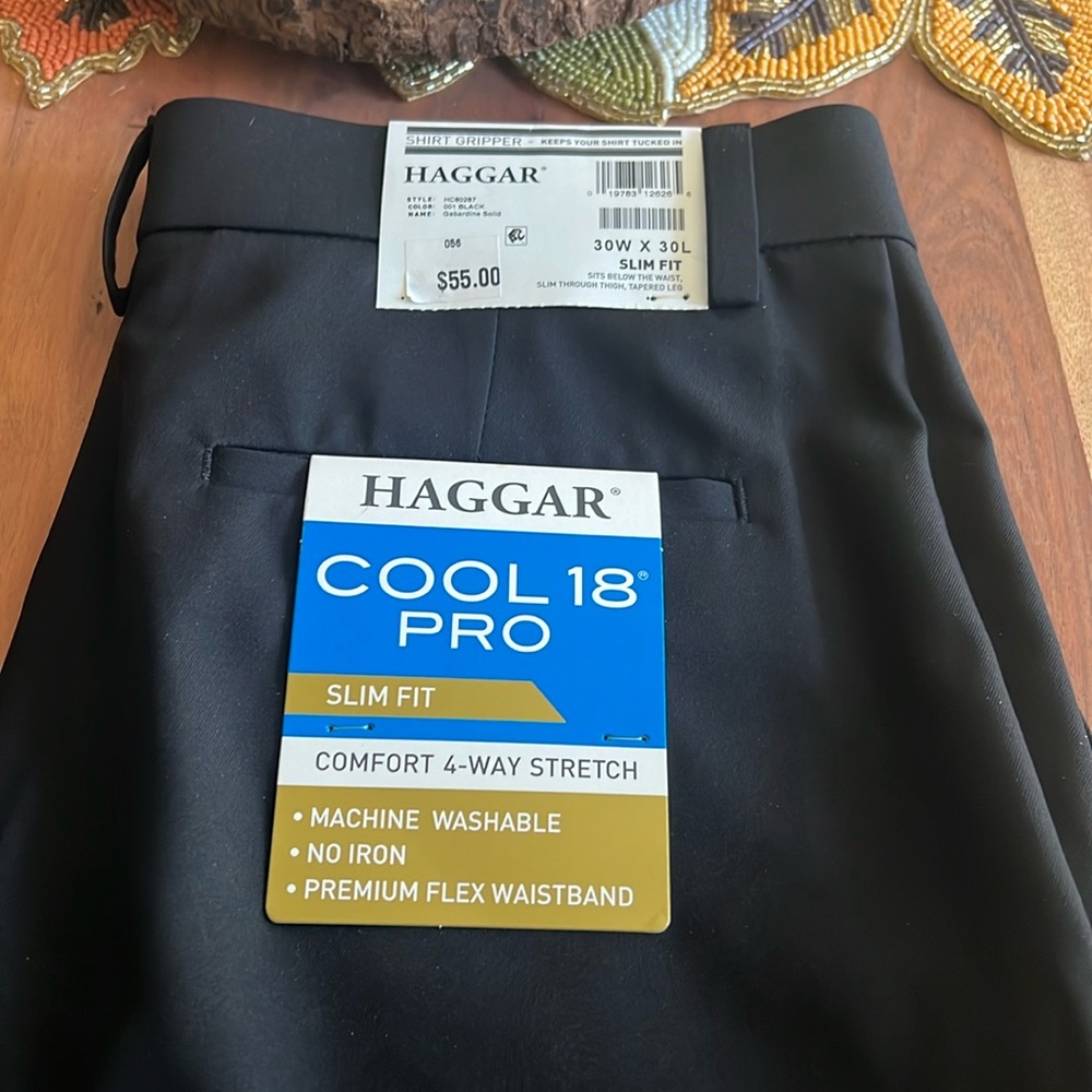 Haggar Men’s slim fit black dress pants